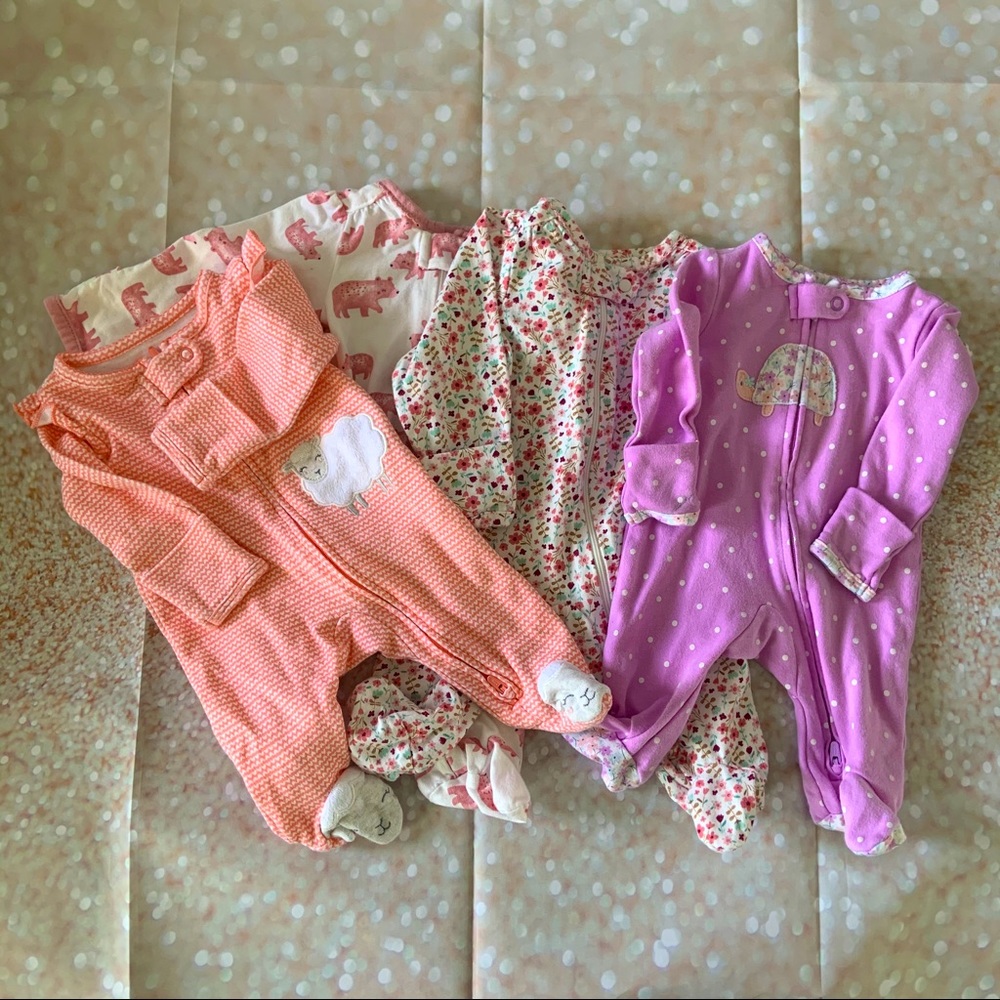 Lot of 4 Just One You sleepers for girls NEWBORN